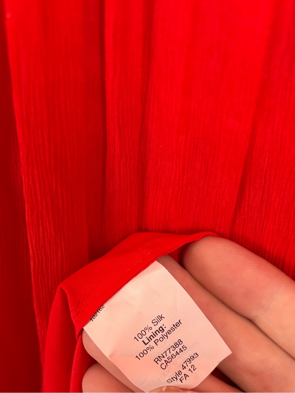 J.Crew Louisa Dress 100% Silk Chiffon Red Pleated V-Neck Midi Size 14 - Picture 5 of 6